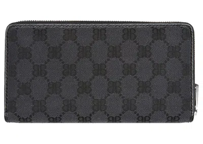 Pre-owned Gucci Women's  X Balenciaga The Hacker Project Continental Zip Wallet In Black