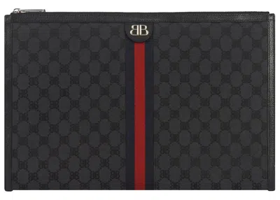 Pre-owned Gucci Women's  X Balenciaga The Hacker Project Laptop Pouch In Black