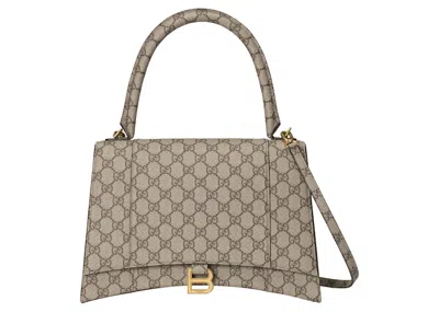 Pre-owned Gucci Women's  X Balenciaga The Hacker Project Medium Hourglass Bag In Beige/ebony In Multi