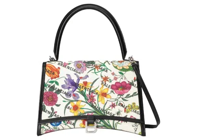 Pre-owned Gucci Women's  X Balenciaga The Hacker Project Medium Hourglass Bag In White Flora