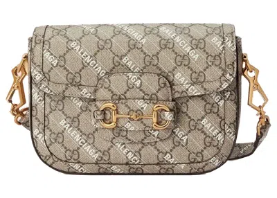 Pre-owned Gucci Women's  X Balenciaga The Hacker Project Mini  Horsebit 1955 In Beige/ebony In Multi