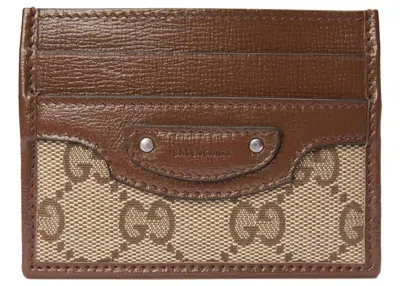 Pre-owned Gucci Women's  X Balenciaga The Hacker Project Neo Classic Card Case In Beige/ebony