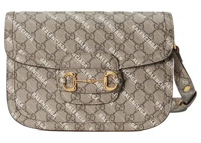 Pre-owned Gucci Women's  X Balenciaga The Hacker Project Small  Horsebit 1955 In Beige/ebony