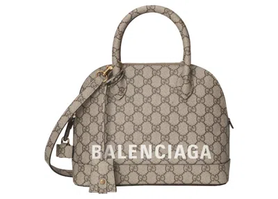 Pre-owned Gucci Women's  X Balenciaga The Hacker Project Small Ville Bag In Beige/ebony In Multi