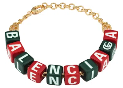 Pre-owned Gucci Women's  X Balenciaga The Hacker Project Symbols Bracelet In Green/red