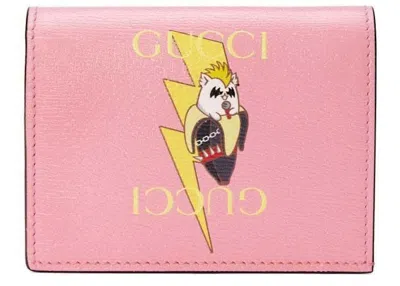 Pre-owned Gucci Women's  X Banana Print Card Case In Pink