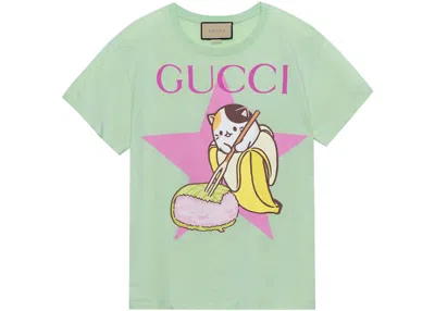 Pre-owned Gucci Women's  X Bananya Printed T-shirt In Green