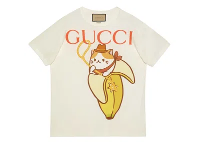 Pre-owned Gucci Women's  X Bananya Printed T-shirt In White