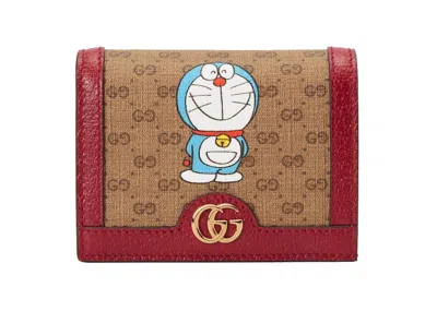 Pre-owned Gucci Women's  X Doraemon Card Case In Ebony/beige