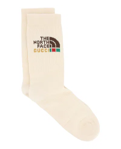 Pre-owned Gucci Women's  X The North Face Crew Socks In Cream