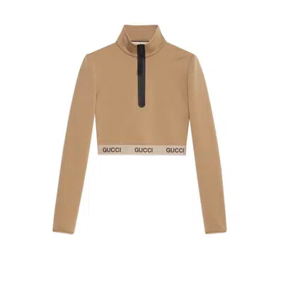 Pre-owned Gucci Women's  X The North Face Cropped Top In Camel In Brown