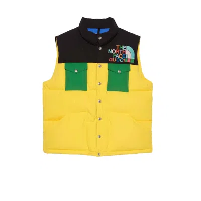 Pre-owned Gucci Women's  X The North Face Down Vest In Yellow/black/green