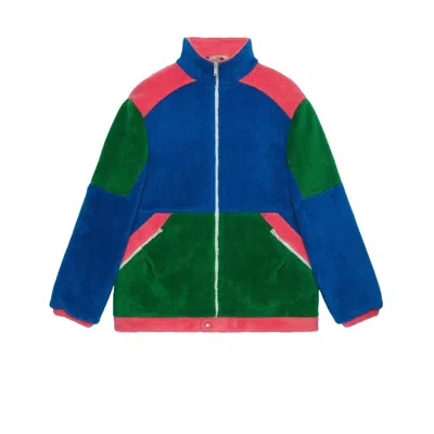 Pre-owned Gucci Women's  X The North Face Fleece Jacket In Blue/green/dark Pink