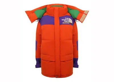 Pre-owned Gucci Women's  X The North Face Long Down Jacket In Orange/purple/green