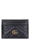 Gucci Gg Marmont Quilted Leather Card Holder In Black