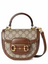 Gucci Women Gg Supreme Fabric Mini Horsebit 1955 Handbag In Brown