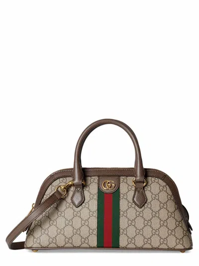 Gucci Small Ophidia Top Handle Bag In Braun