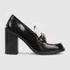 Gucci Stylish Two-tone Loafers Block Heel In Black