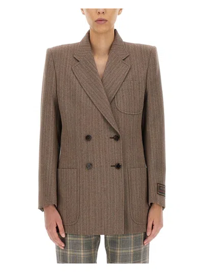 GUCCI WOMEN'S HERRINGBONE WOOL JACKET