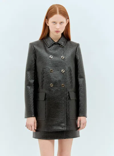 Gucci Women High-shine Interlocking G Coat In Black