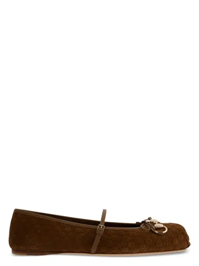 Gucci Women's Horsebit 1955 Suede Leather Ballets