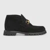 Gucci Horsebit Suede Ankle Boots In Black