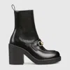 Gucci Womens Black Horsebit Block-heel Leather Ankle Boots In Black