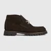 Gucci Women Horsebit Suede Ankle Boots In Brown