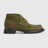 Gucci Sylke Suede Horsebit Booties In Green