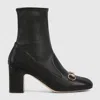 Gucci 75 Horsebit Leather Boots In Black