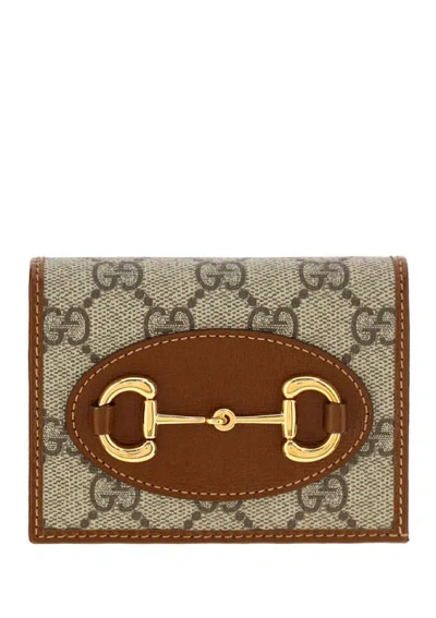 Gucci Women Horsebit Card Holder In Brown
