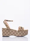 Gucci Damensandale Mit Plateausohle Und Horsebit In Beige