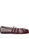 Gucci Net Nappa Triple-strap Horsebit Ballerina Flats In Burgundy