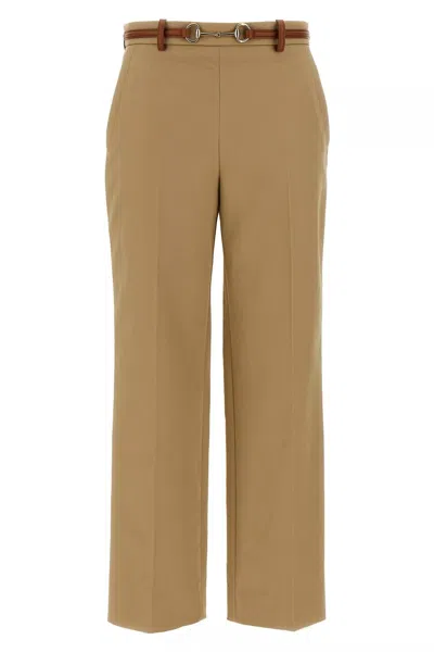 Gucci Women Horsebit Pants In Cream