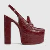 Gucci 145mm Horsebit Platform Pumps In Bordeaux