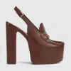 Gucci Ottavia Leather Platform Loafer Pumps In Brown
