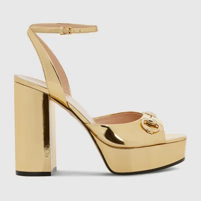 Gucci Women's Horsebit Platform Sandal In Gold