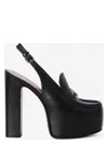 Gucci Platform Sole Horsebit Slingback Loafers In Black