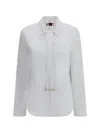 Gucci Women Cotton Popeline Shirt With Iconic Metal Horsebit In Gray