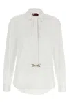 Gucci White Shirt With Pointed Collar With Tie Detail And Horsebit In Cotton Woman In White