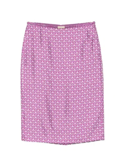 Gucci Pink Pencil Skirt With Horsebit Print Women In Purple