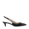 Gucci Horse-collar Button Open-heel Shoes