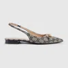 Gucci Gg Supreme Jacquard Horsebit Ballerina Shoes In Black