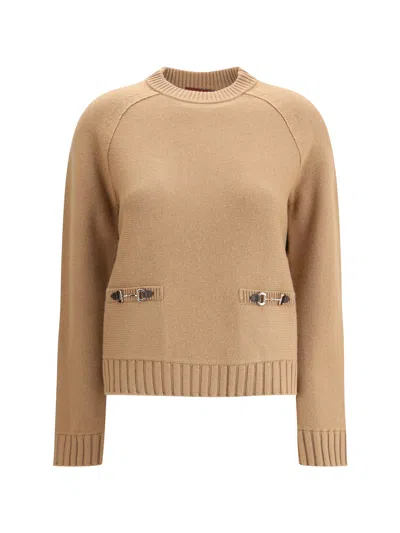 Gucci Women Wool And Cashmere Sweater In Brown
