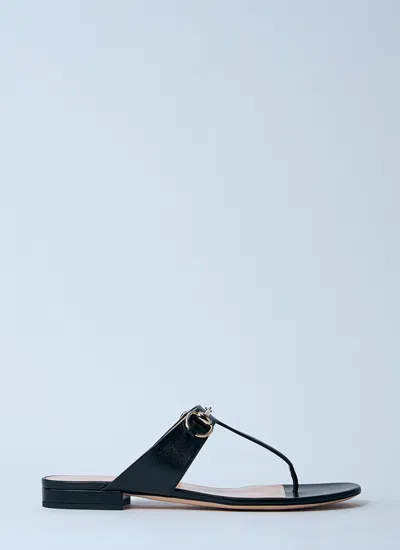 Gucci Women Horsebit Thong Sandals In Black