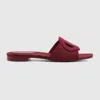 Gucci Interlocking G Gg Canvas Slides In Burgundy