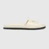 Gucci Womens  Branded Slip-on Leather Sliders In New Ivoire