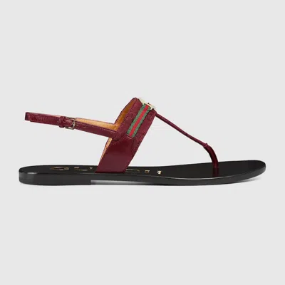Gucci Women's Interlocking G Web Sandal In Bordeaux
