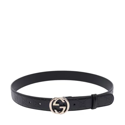 Gucci Women Interlocking Gg Buckle Belt In Black