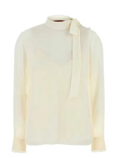 GUCCI WOMEN'S IVORY CREPE BLOUSE TOP